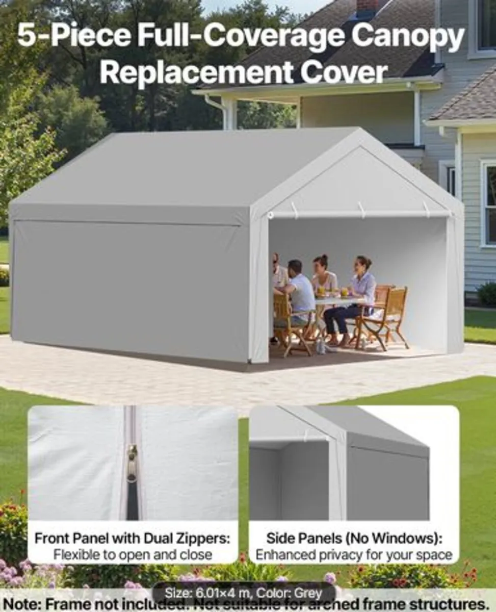 Carport Replacement Canopy, 6 x 4 m Potable Garage - Image 2