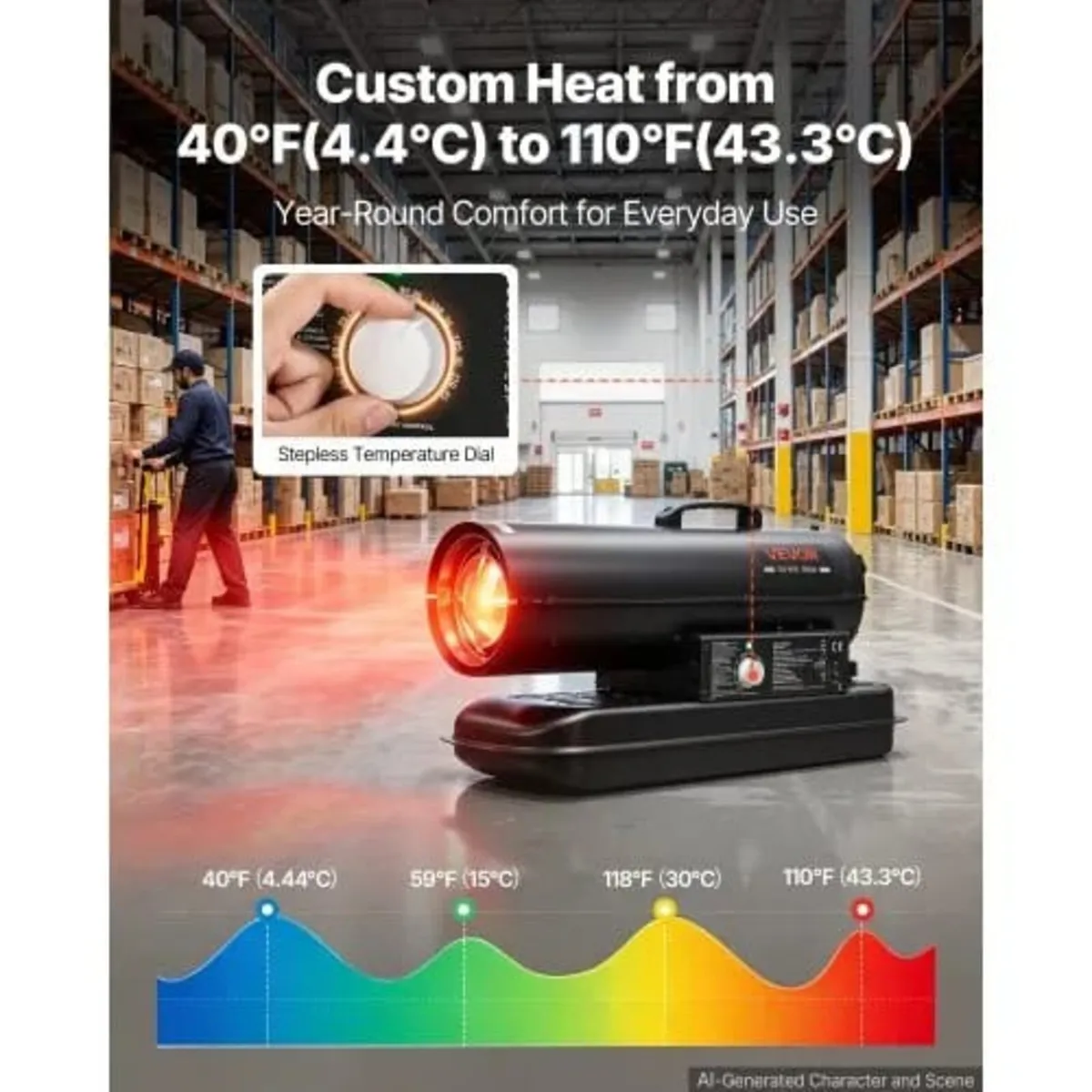 Forced Air Kerosene Heater, 20 kW Output Diesel To - Image 3