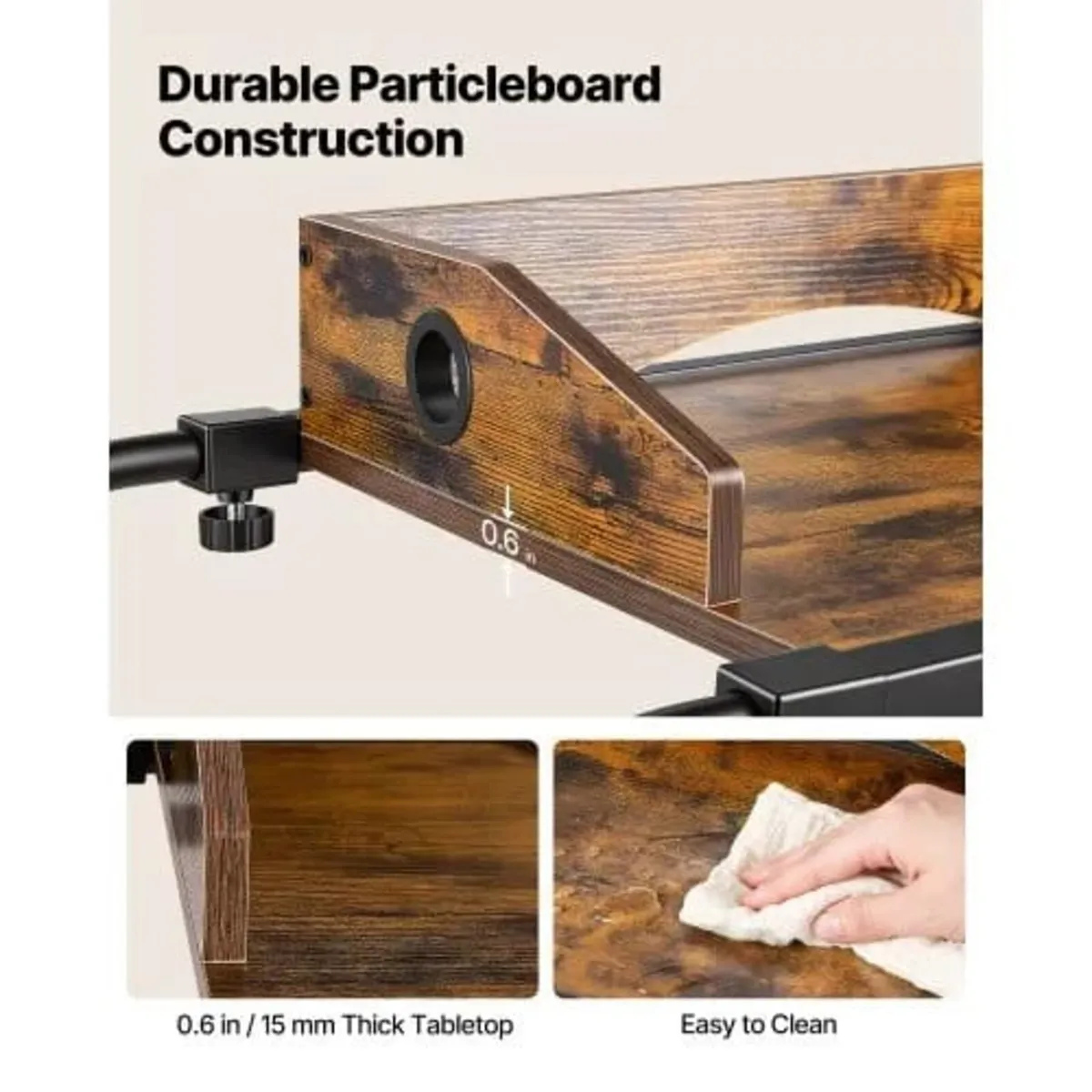 Overbed Table 1060 x 360 mm Mobile Over Bed Desk w - Image 3