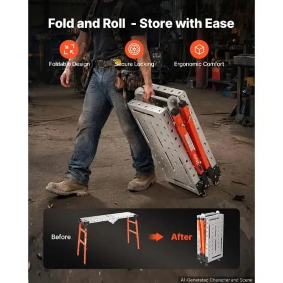 2-in-1 Folding Welding Table 1397 x 355.6mm Work B - Image 3