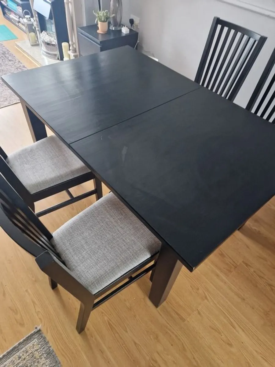 Black dining table with four chairs - Image 2