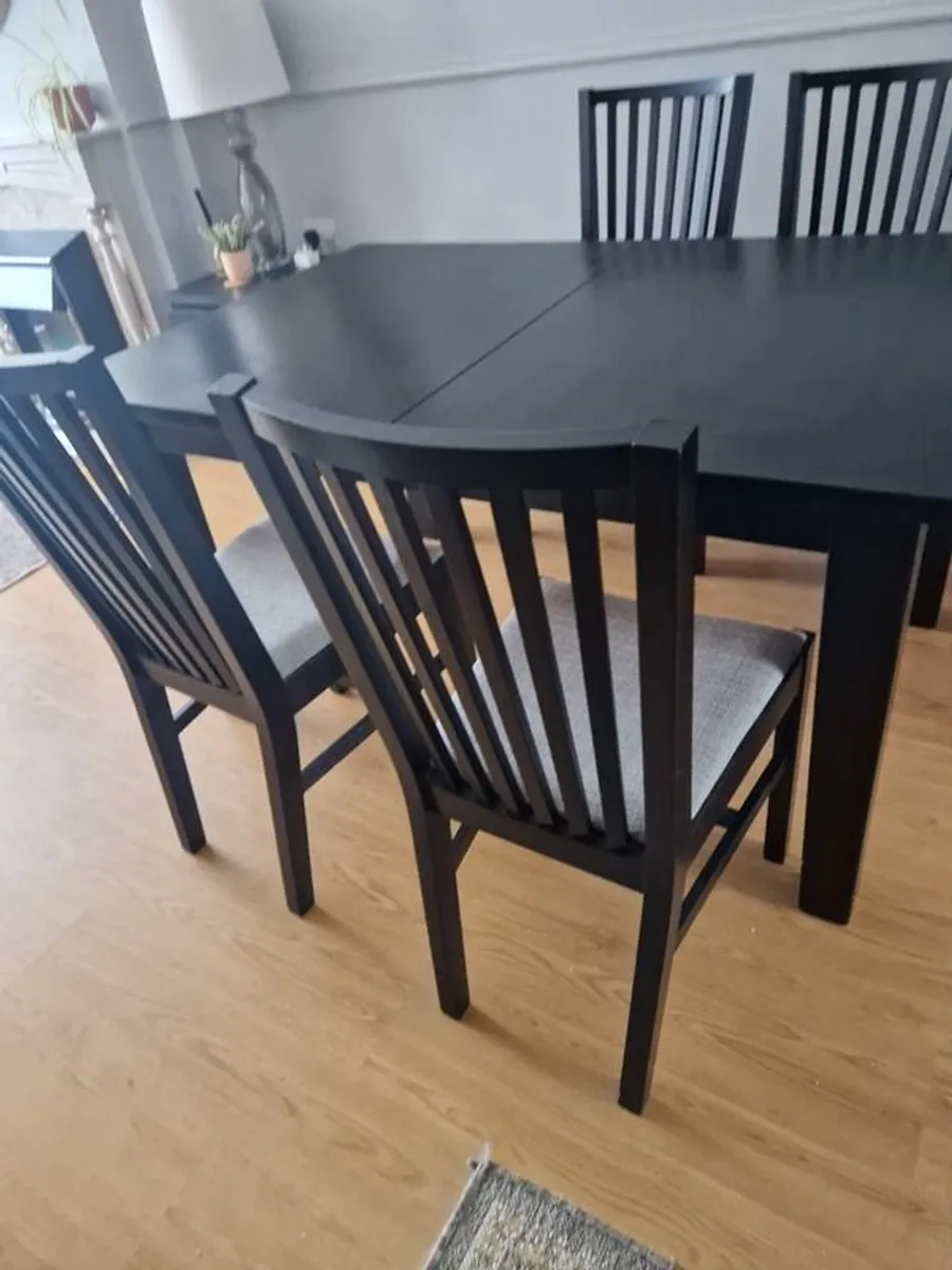 Black dining table with four chairs - Image 3