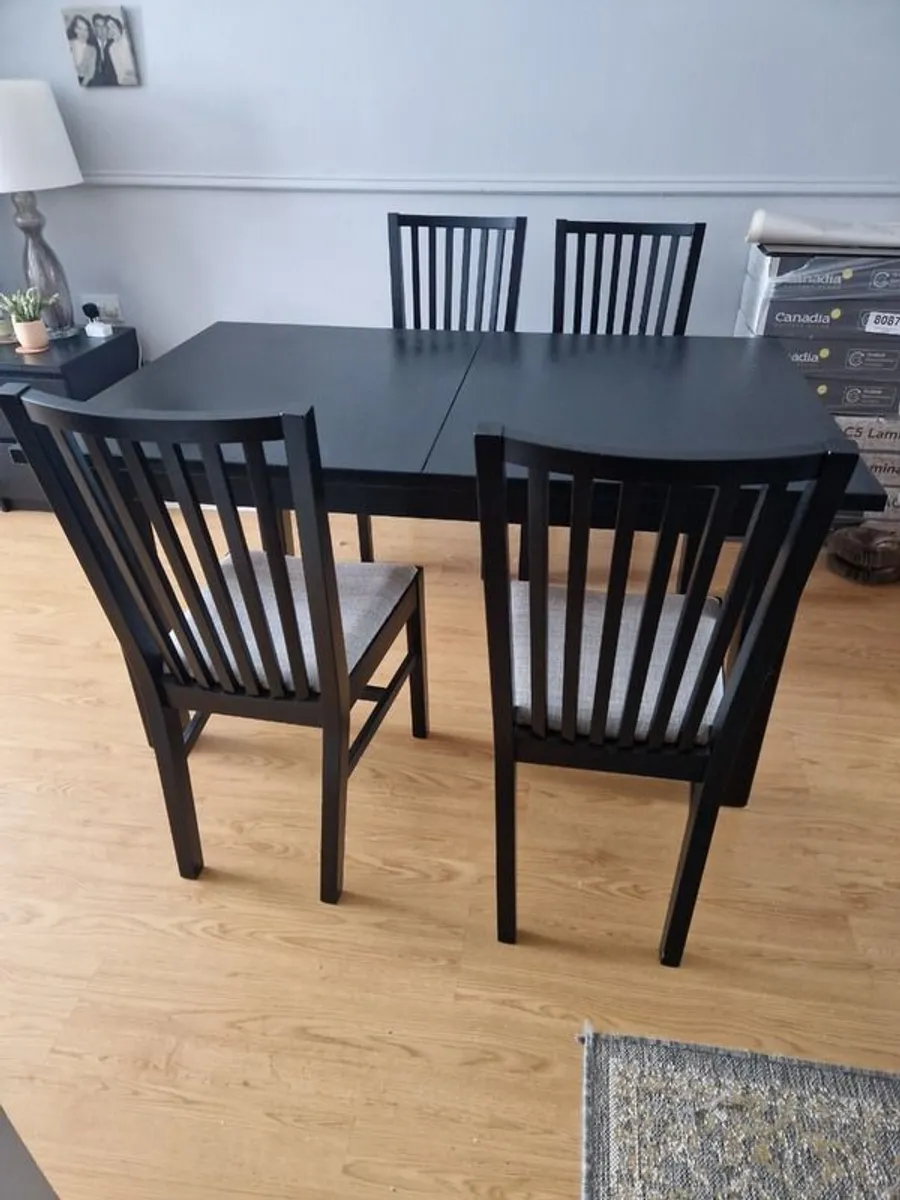 Black dining table with four chairs - Image 4