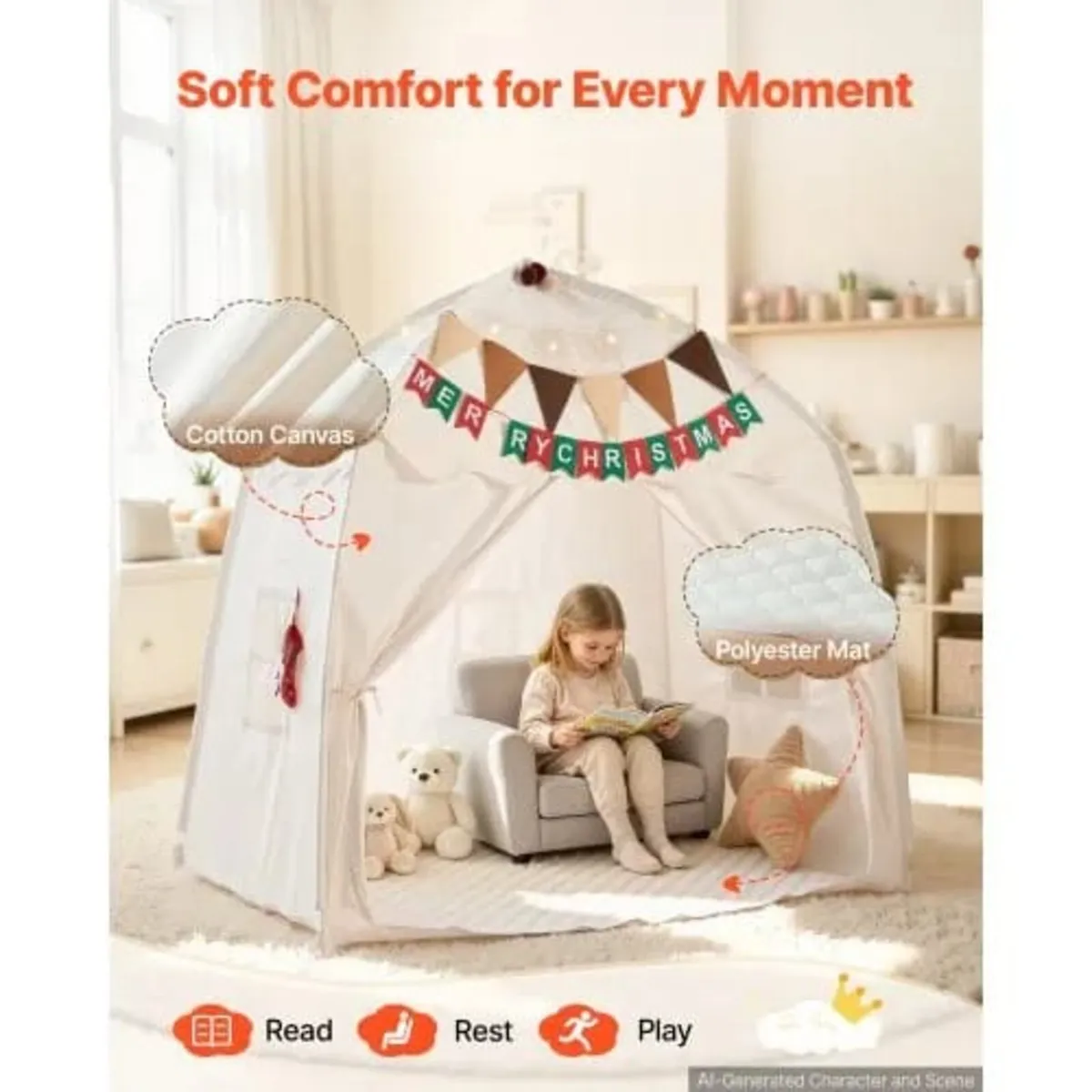 Kids Play Tent Fiberglass Frame Playhouse for Kids - Image 4