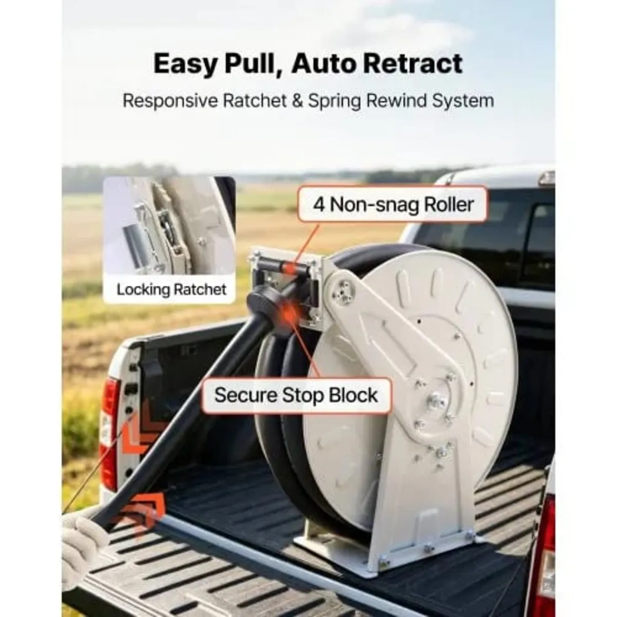 Fuel Hose Reel, 25.4 x 9900 mm Retractable, Spring - Image 2