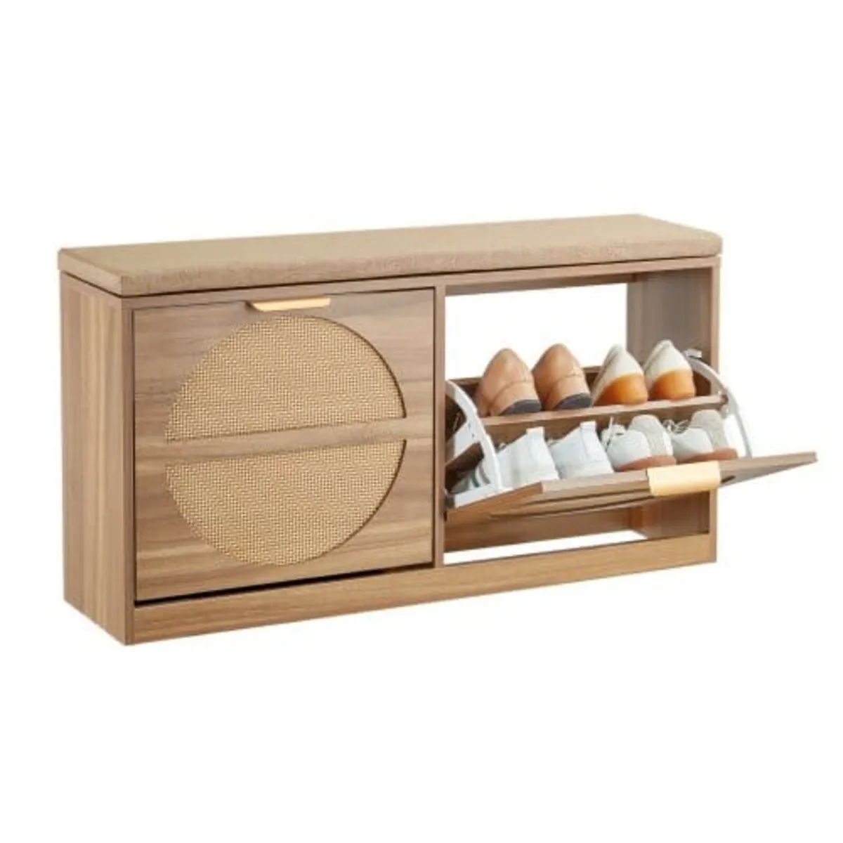 Entryway Shoe Storage Bench 98 cm Wide 2-Tier Shoe - Image 1