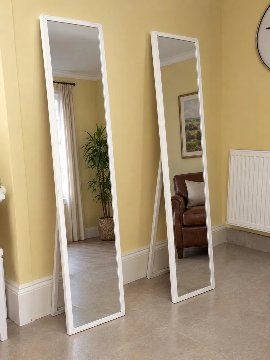 Set of 2 Full-Length White Freestanding Mirrors - Image 1