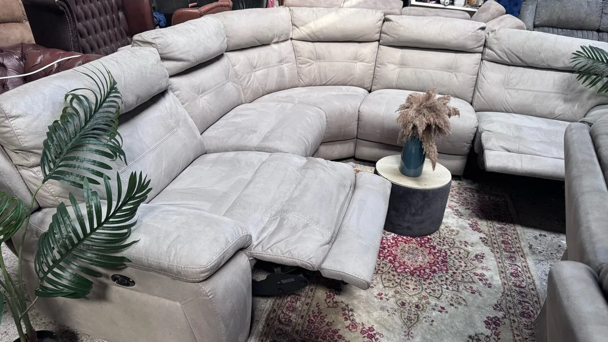 Electric recliner suede corner sofa - Image 3