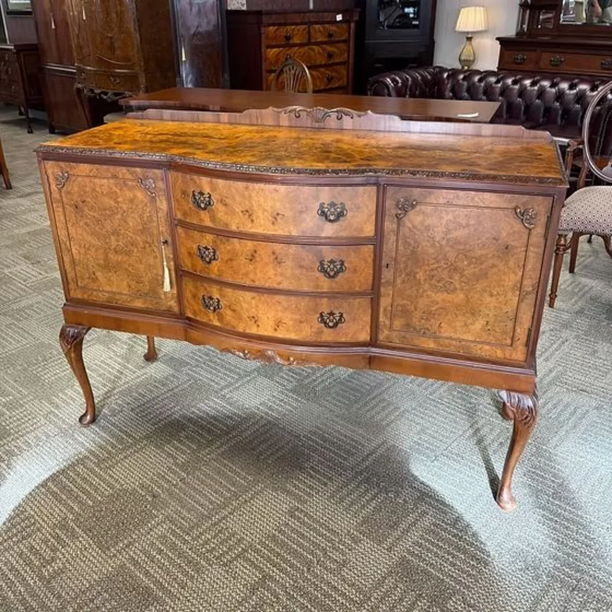 Fabulous burr walnut serpentine sideboard