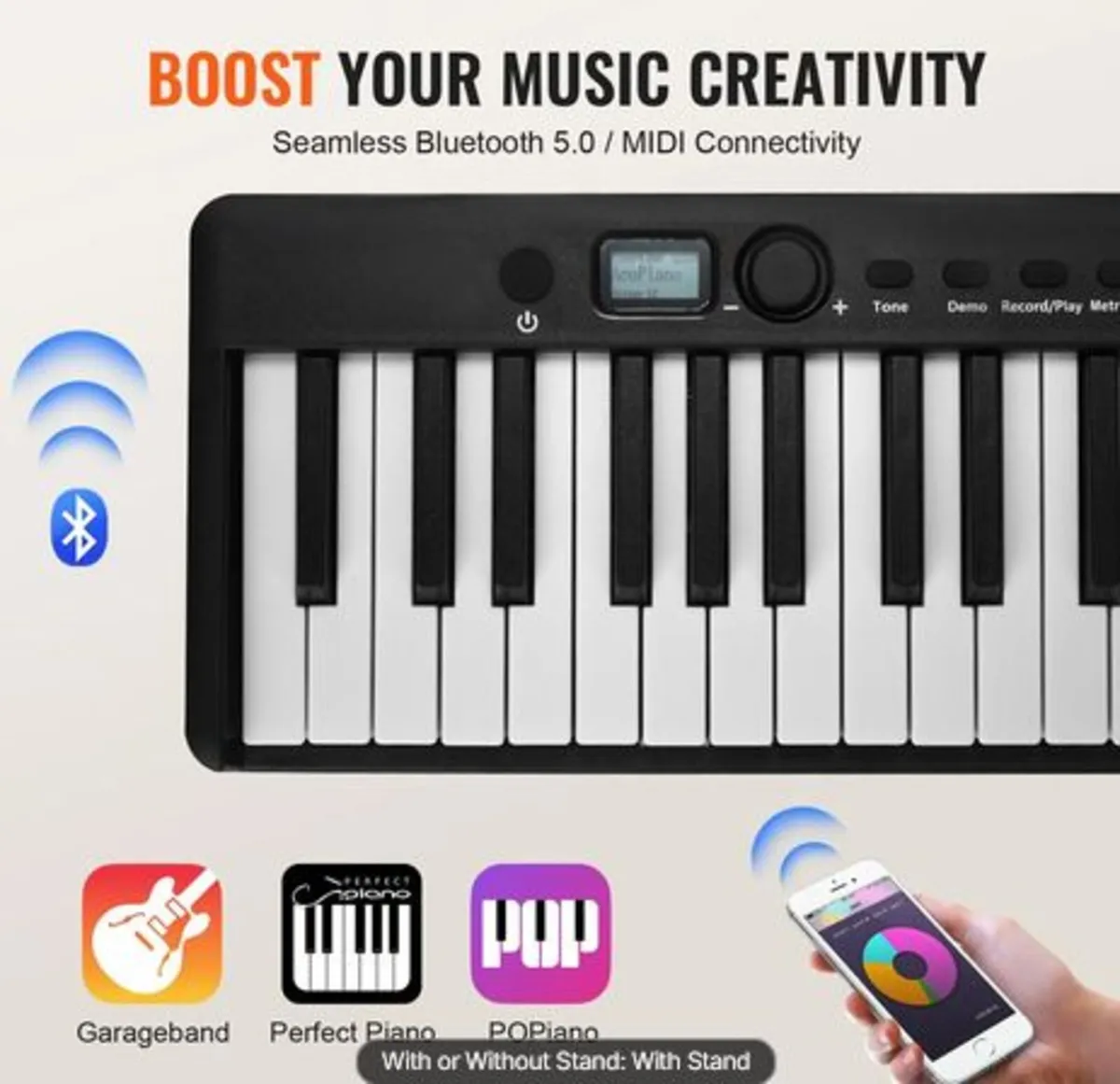 88 Key Folding Keyboard Piano, Bluetooth & MIDI, - Image 3