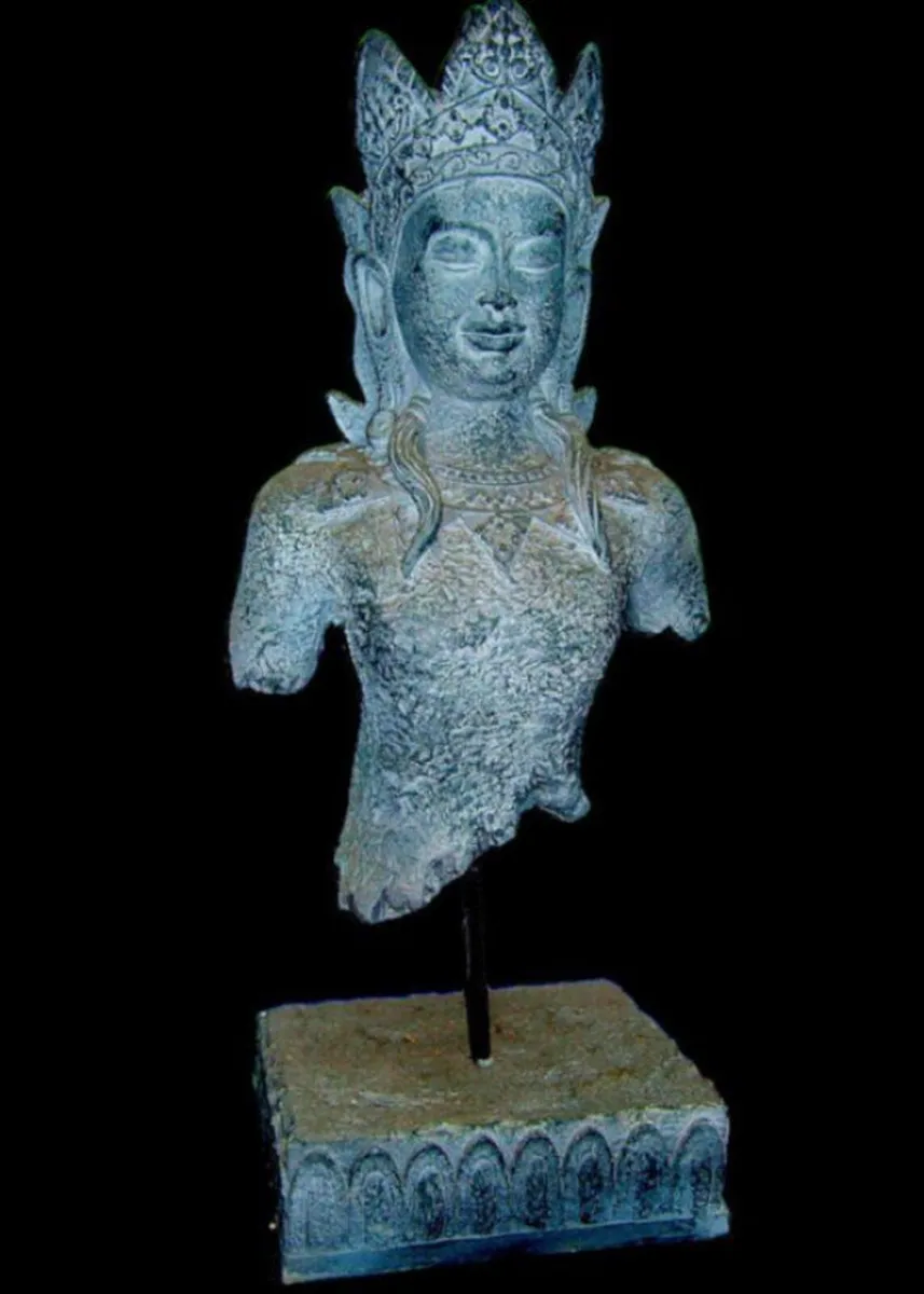 Vintage Asian Art Bust – Crowned Deity Torso - Image 1