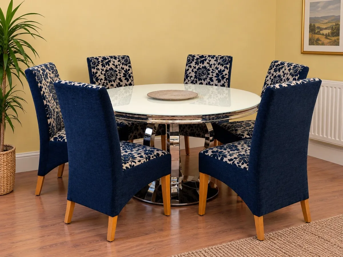 Set of 6 Upholstered Dining Chairs - Image 2