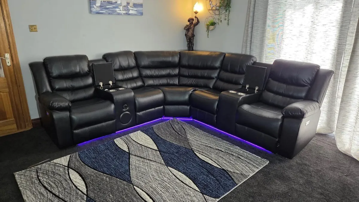 Athens Electric Reclining Corner Sofa With Speaker - Image 1