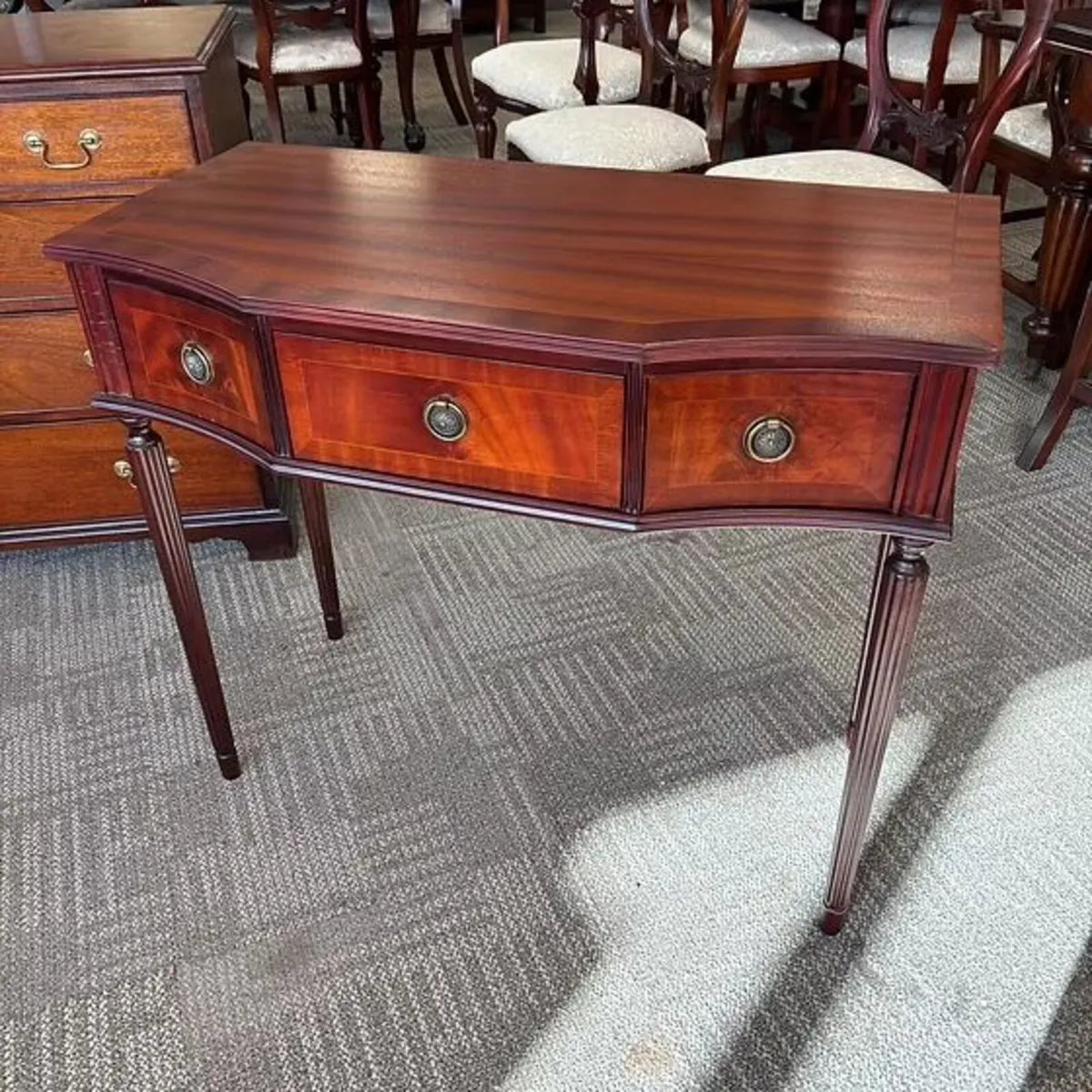 Beautiful mahogany flamed breakfront console table