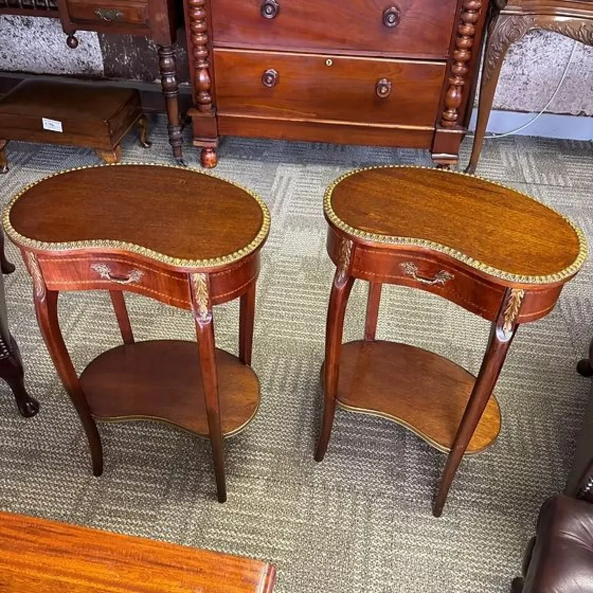 Superb pair of French Louis XVI-style kidney-shape