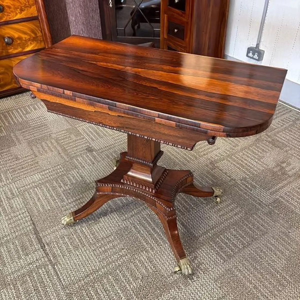 19th Century Regency rosewood brass inlaid foldove - Image 1