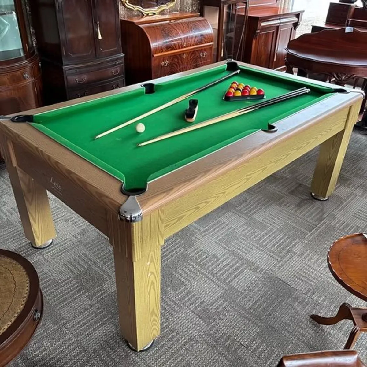 Lyric 6.5ft x 3.6ft Slimline  Oak pool table & cue - Image 1