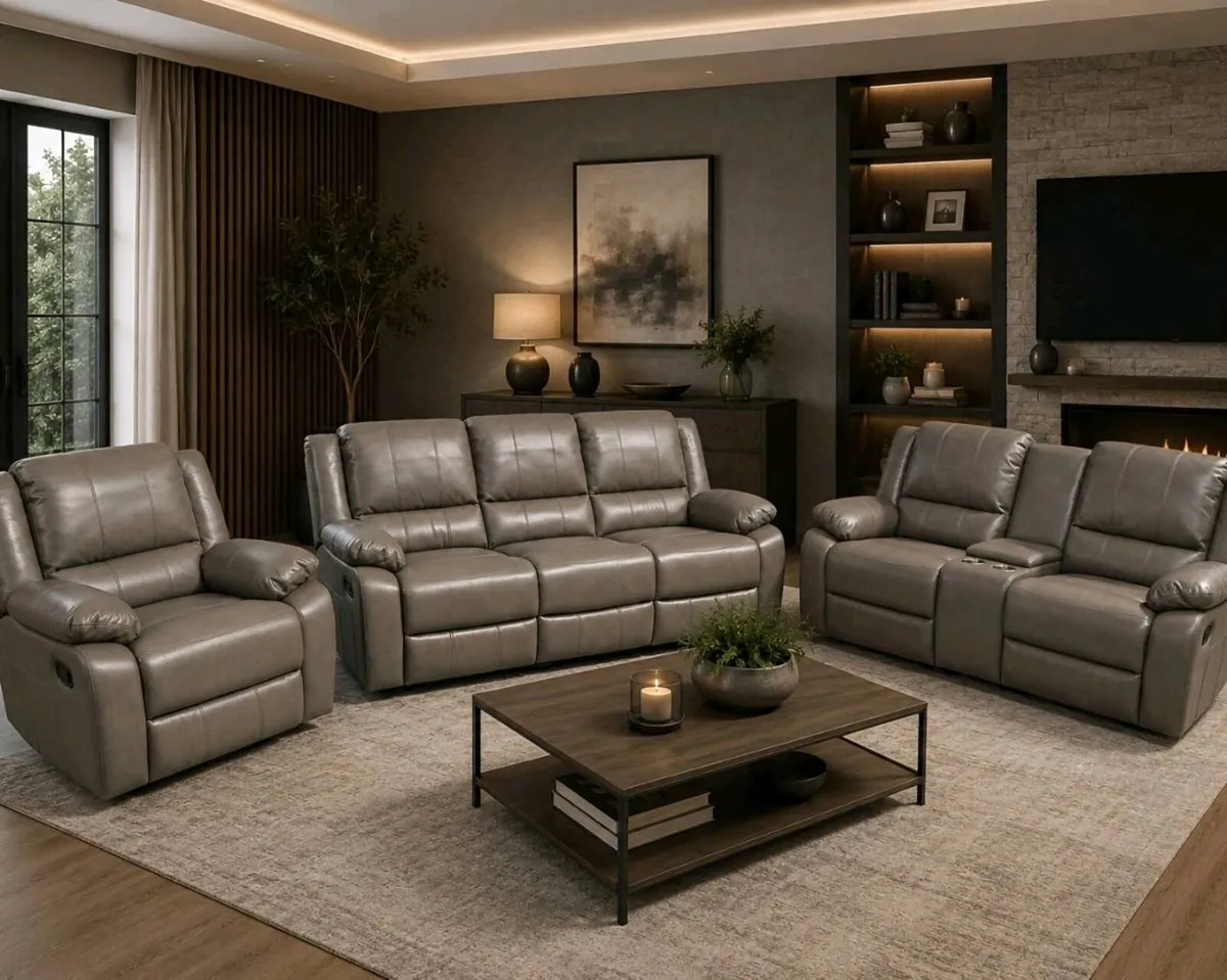 New Larsons 3+2 or 3+1+1 Leather Recliner Sofa Set - Image 3