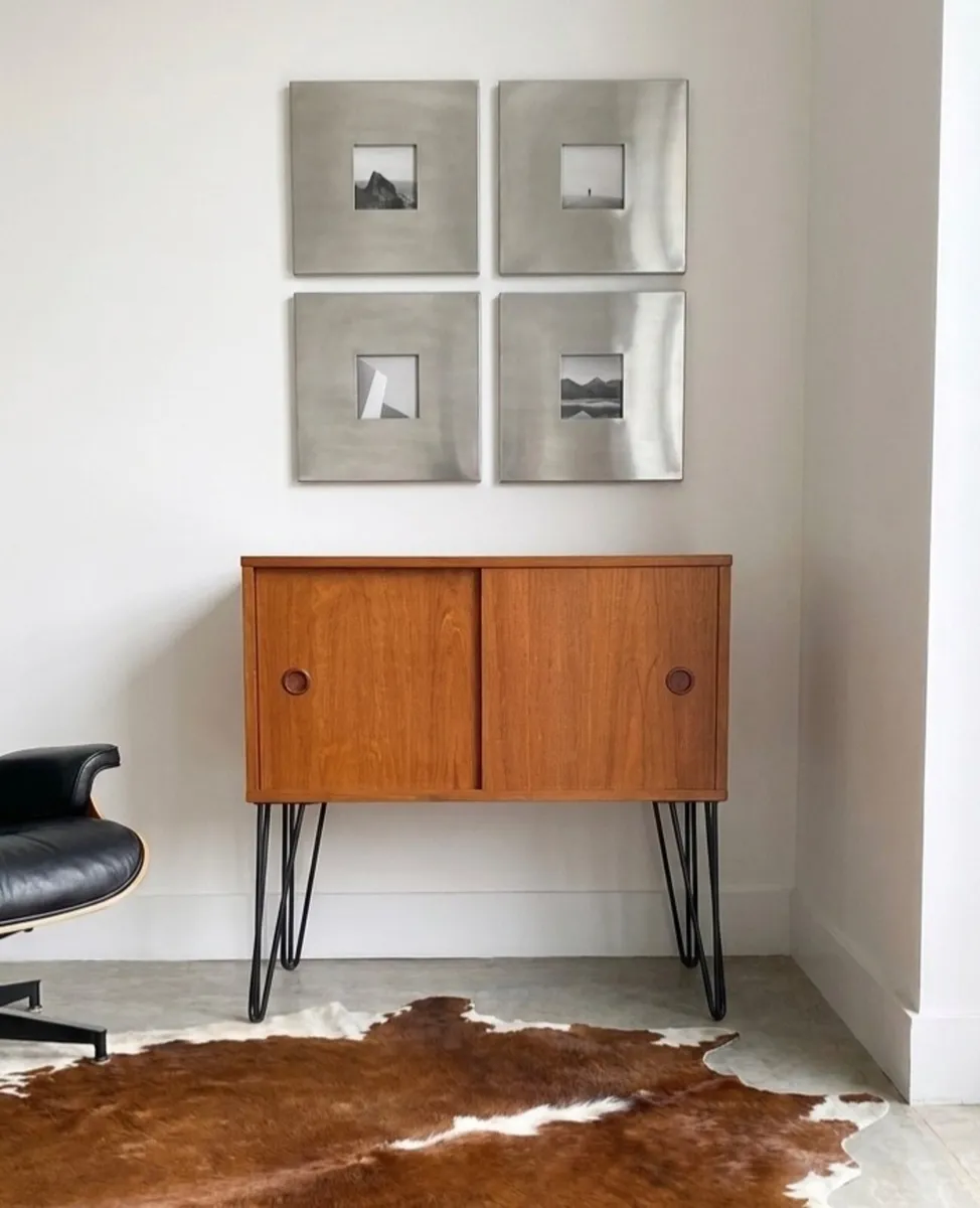 Vintage Mid Century Teak Sliding Door Cabinet - Image 1