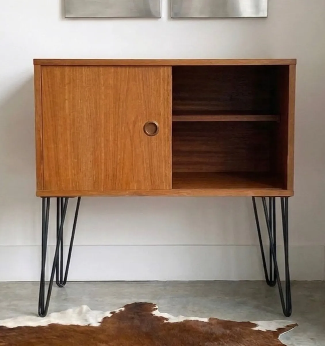 Vintage Mid Century Teak Sliding Door Cabinet - Image 2
