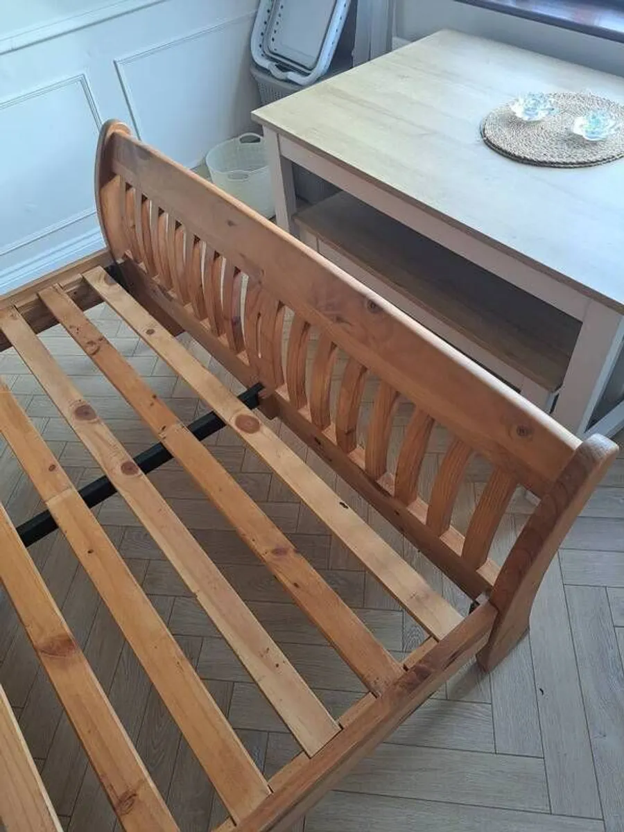 King Size Solid Wood Sleigh Bed Frame - Image 3