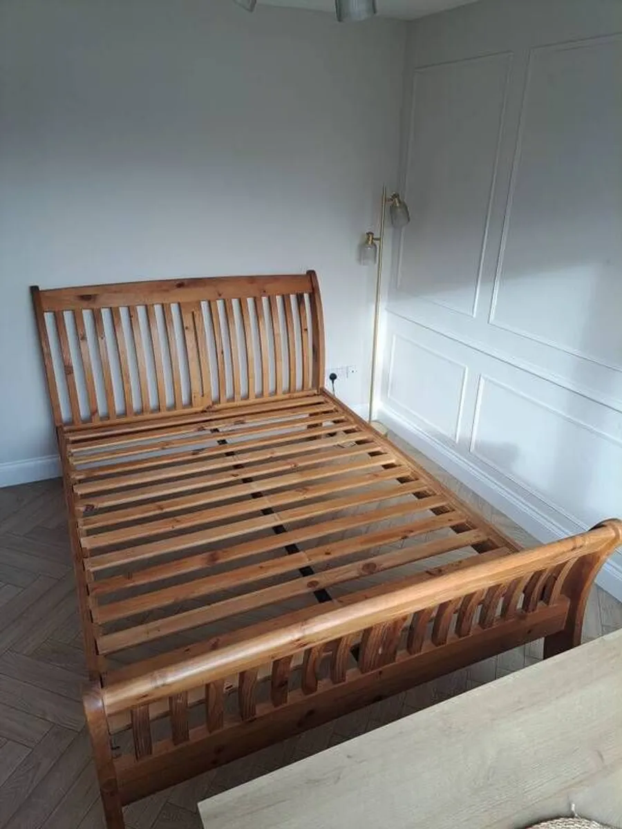 King Size Solid Wood Sleigh Bed Frame - Image 4