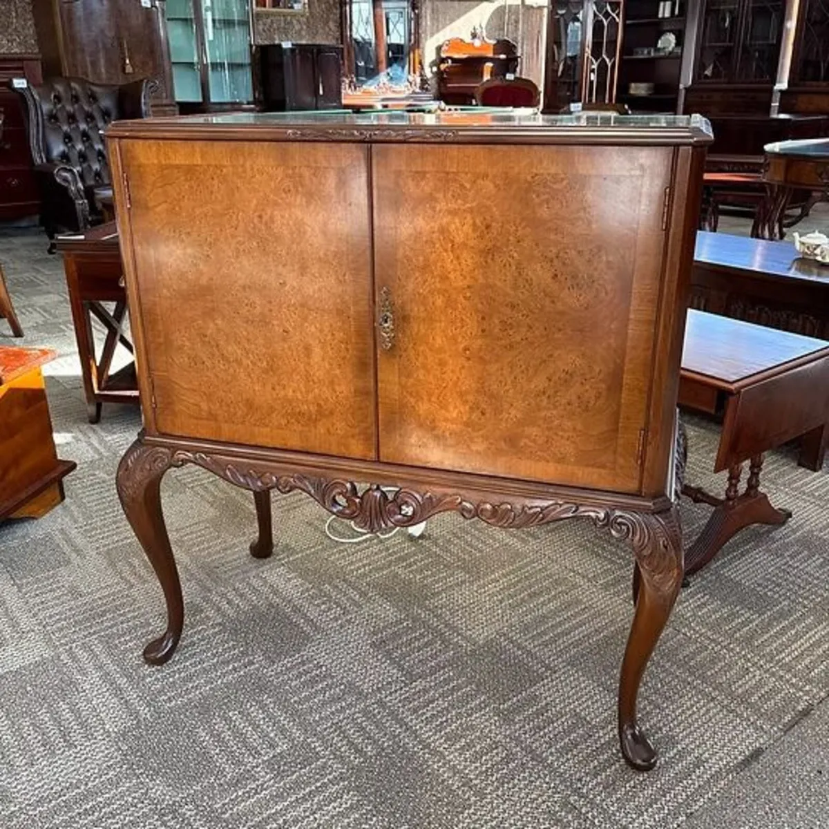 Burr walnut Queen Anne drinks cabinet