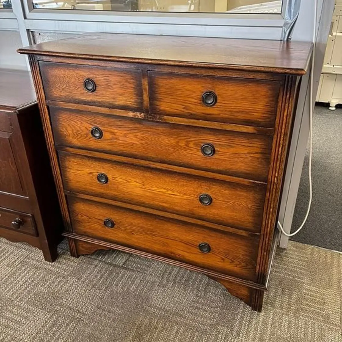 Traditional Arts & Crafts oak five drawer chest. S
