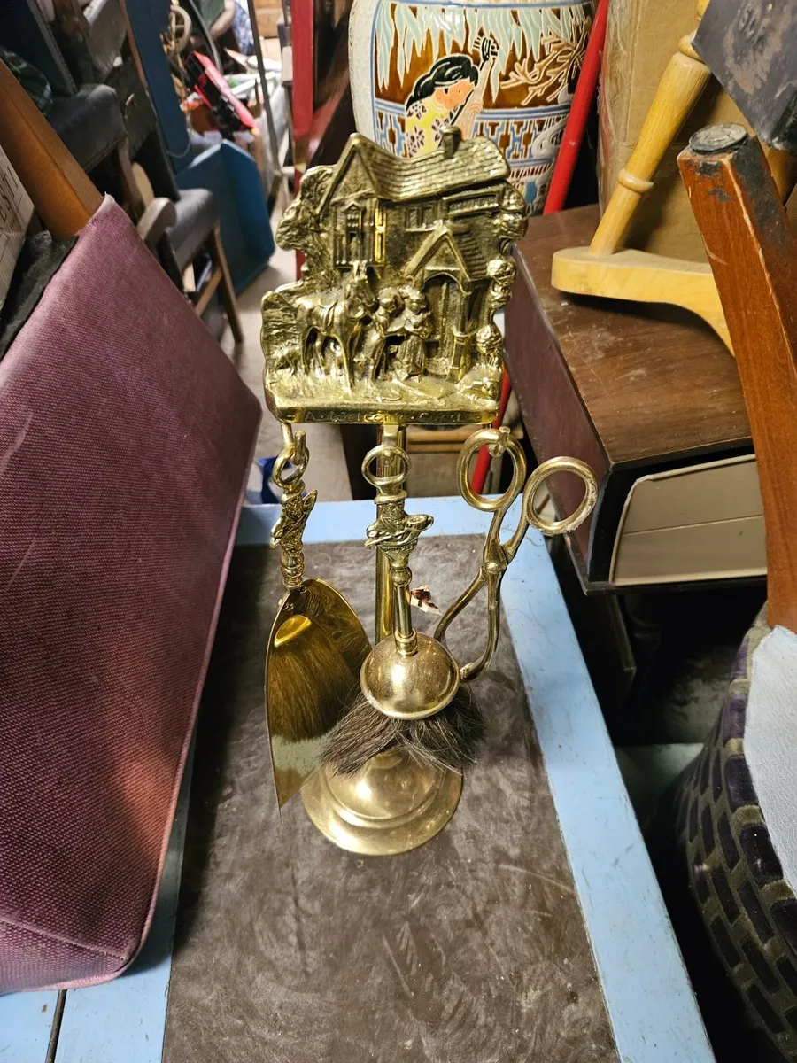 Vintage Brass Fire Irons - Image 1