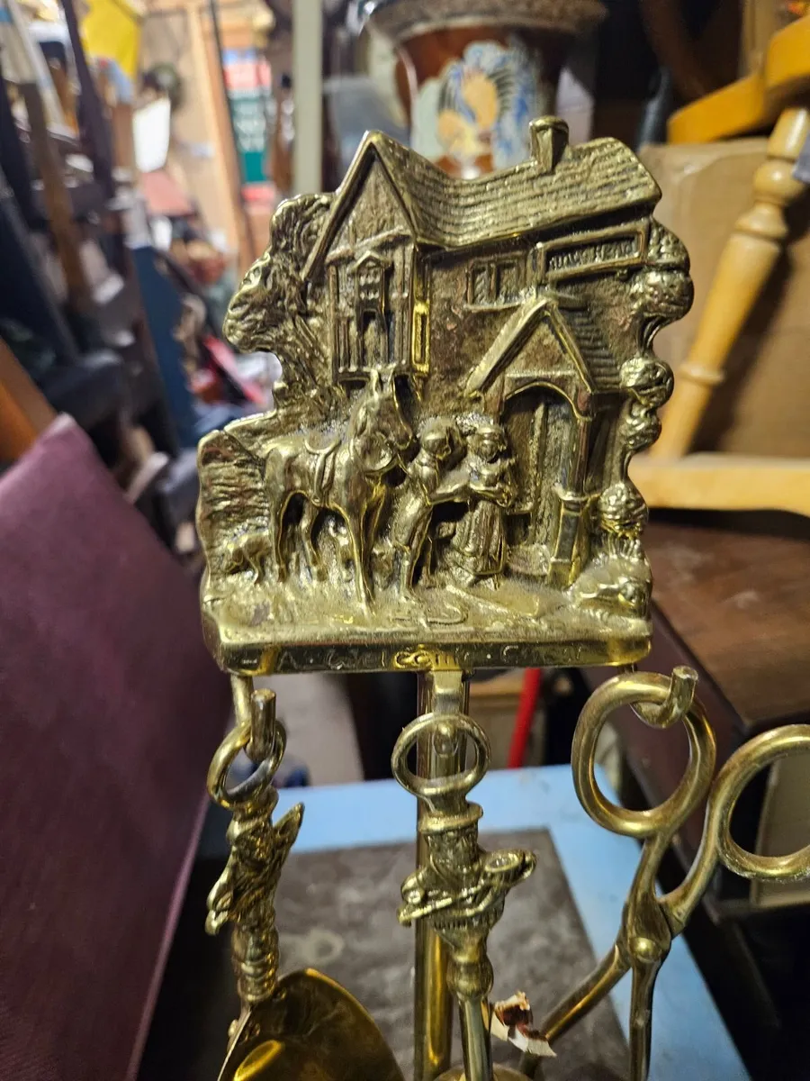 Vintage Brass Fire Irons - Image 2