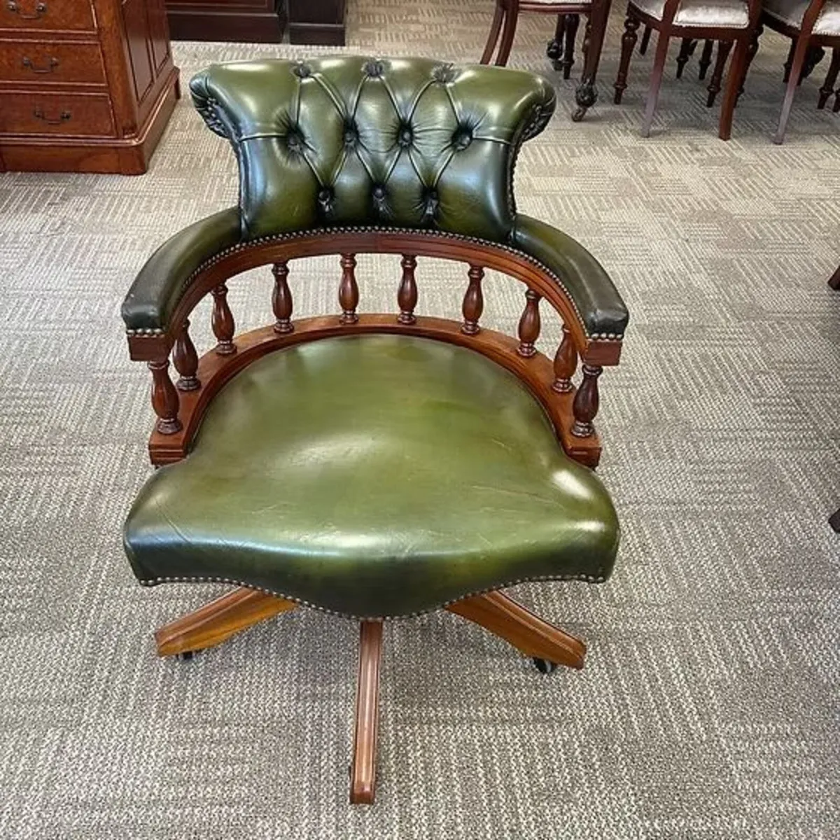 Beautiful vintage olive green captains swivel chai