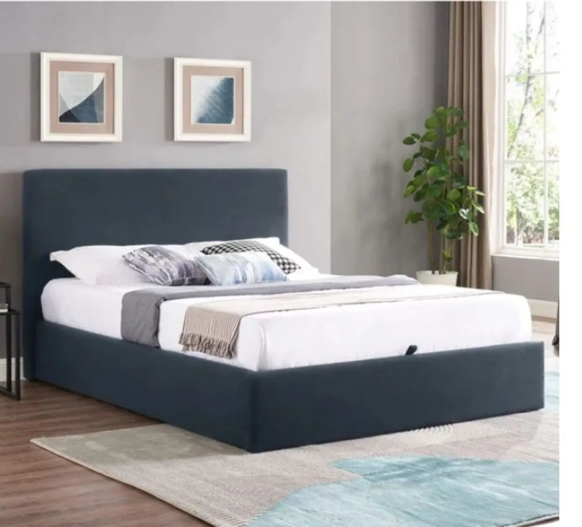 Ezra Navy Ottoman Bedframe / 2 Sizes & 3 Colours - Image 1