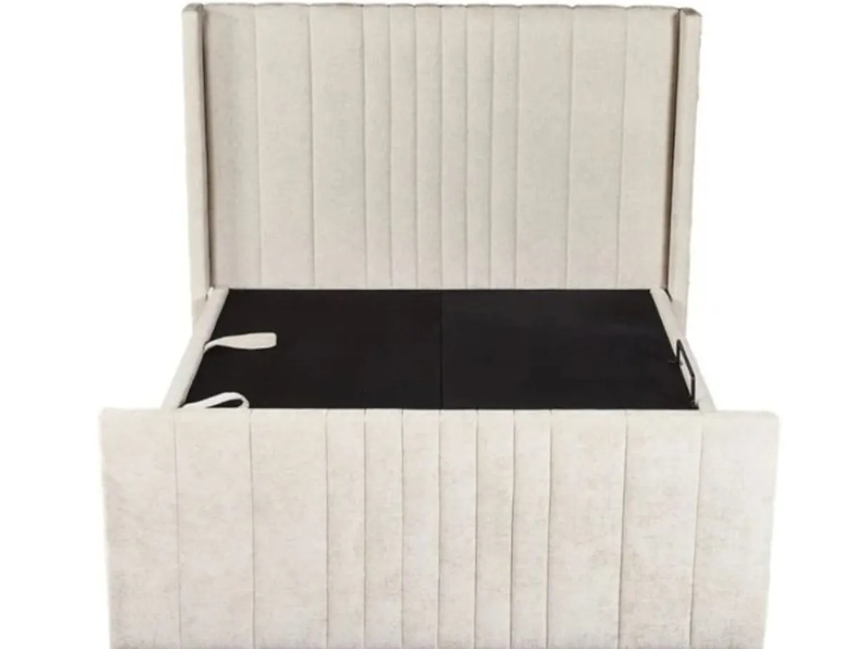 Clara Beige Fabric Smart Storage Bed - Image 1