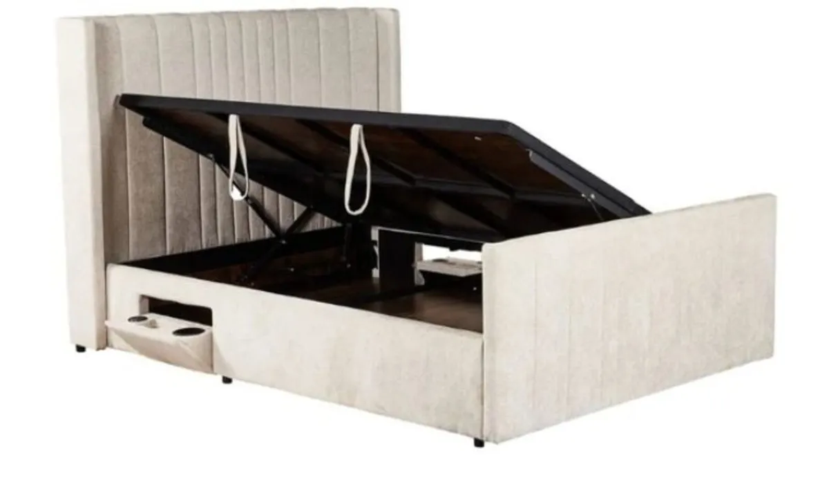 Clara Beige Fabric Smart Storage Bed - Image 2