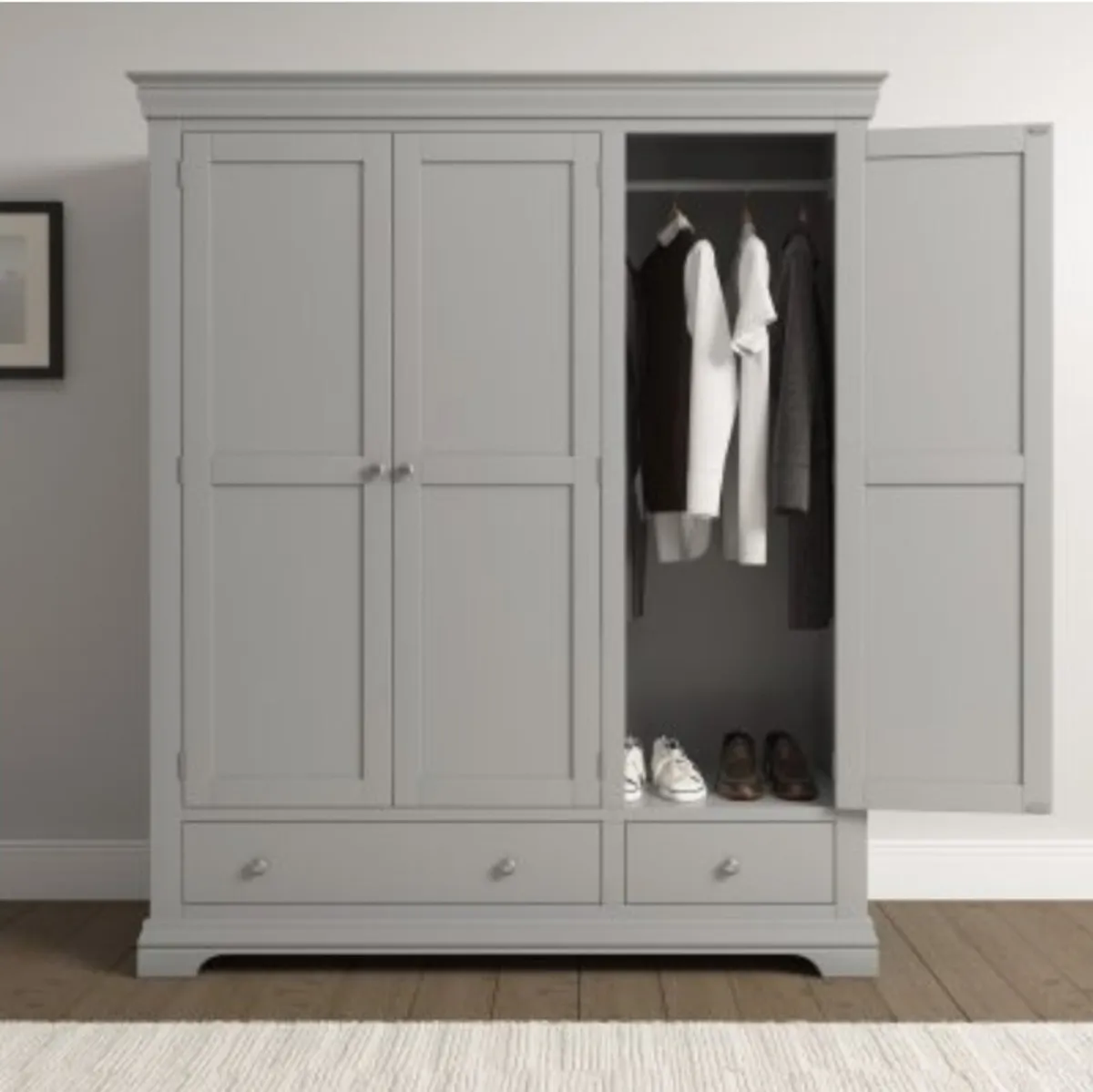 Bordeaux 3 Door Wardrobe Pebble Grey