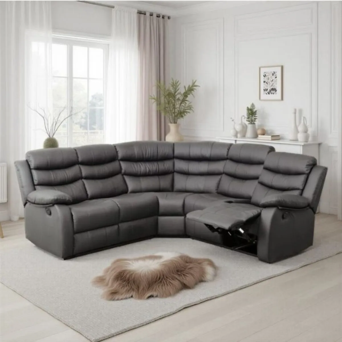 Roma Corner Faux Leather Recliner Sofa / 2 Colours