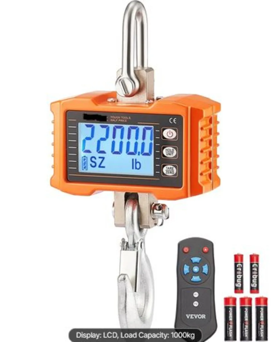 Digital Crane Scale, 2200 lbs/1000 kg, Industrial - Image 1