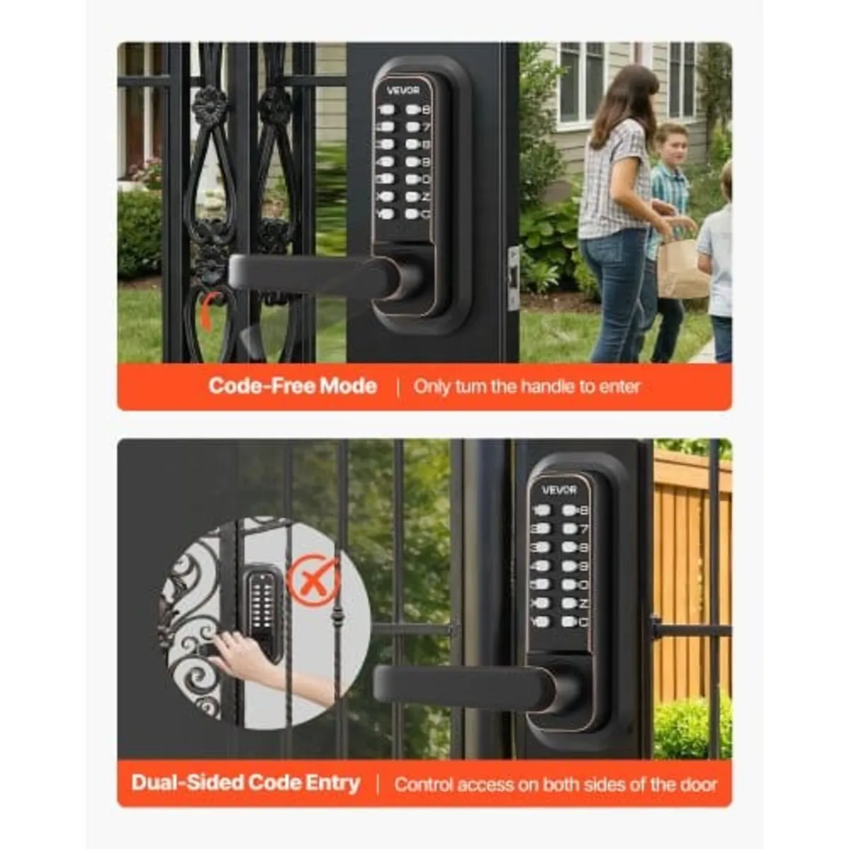 Mechanical Keyless Entry Door Lock, 2.0 Code Upgra - Image 3