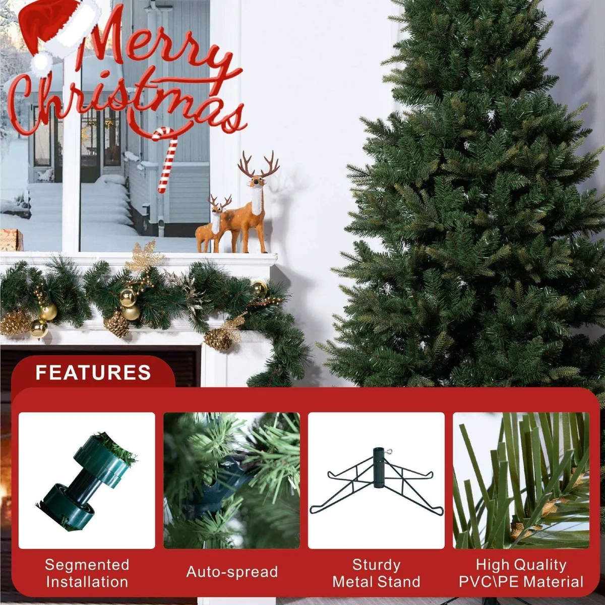 7.5ft Slim Artificial Christmas Tree - Image 3