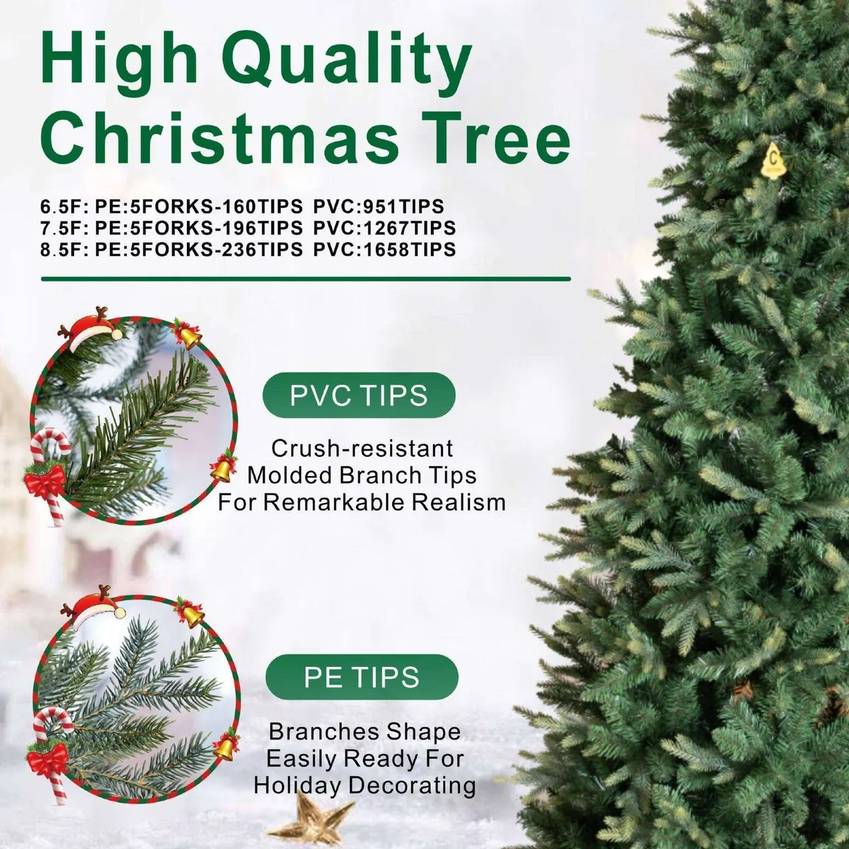 7.5ft Slim Artificial Christmas Tree - Image 4