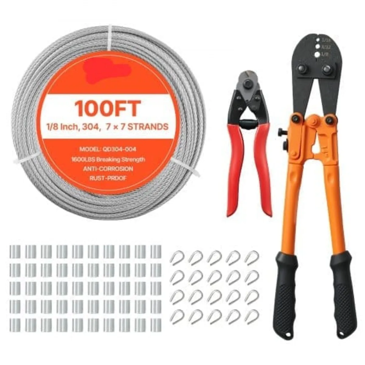 3.2 mm Wire Rope Kit, 30.5 m Length, 304 Stainless - Image 1