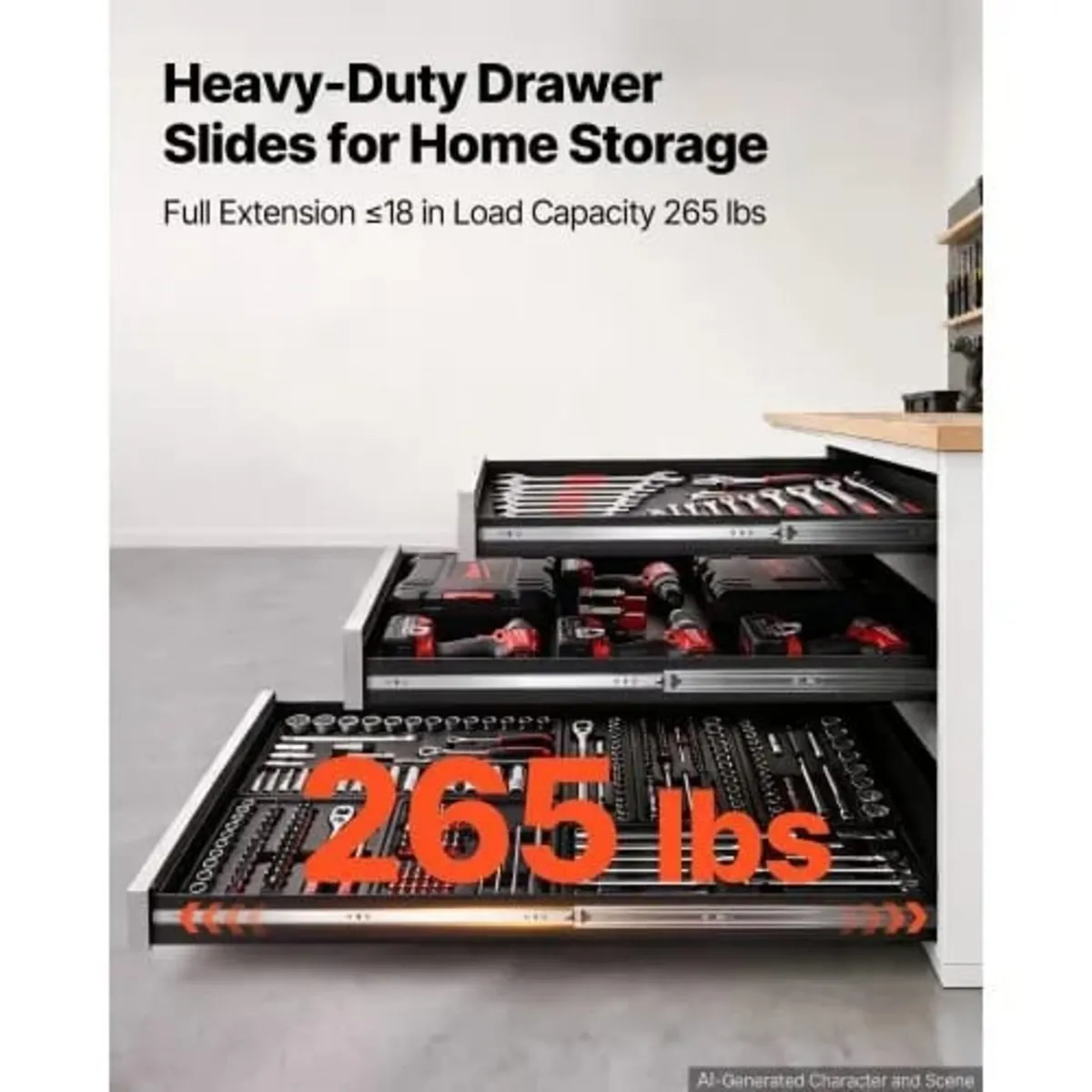 Heavy Duty Drawer Slides, 150 cm 120.2 kg Load Sid - Image 2