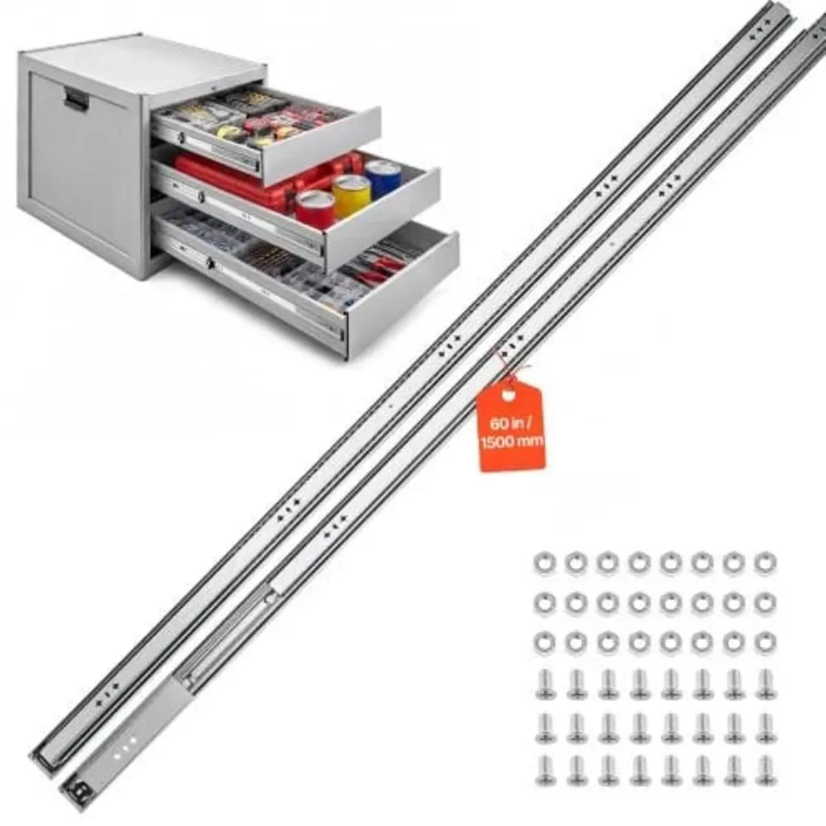 Heavy Duty Drawer Slides, 150 cm 120.2 kg Load Sid - Image 1