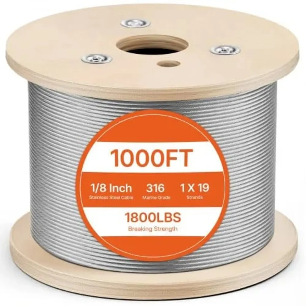 3.2 mm Wire Rope, 304.8 m Length, 316 Stainless St - Image 1