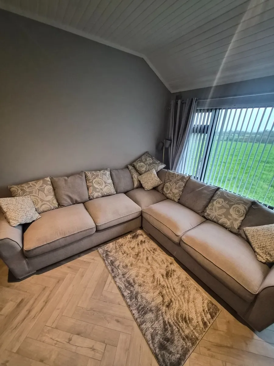 Large grey corner sofa & matching armchair - Image 2