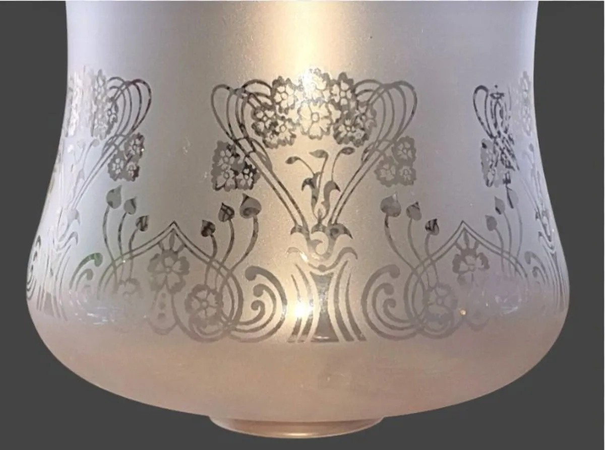 2 Vintage Art Nouveau 8" Frosted Glass Shades - Image 3