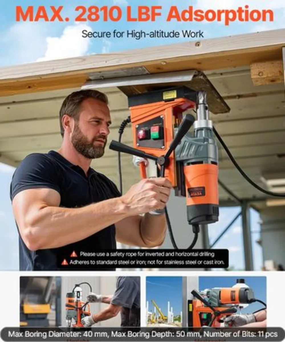 Magnetic Drill, 1450W Motor 1.6 in Boring Diameter - Image 3
