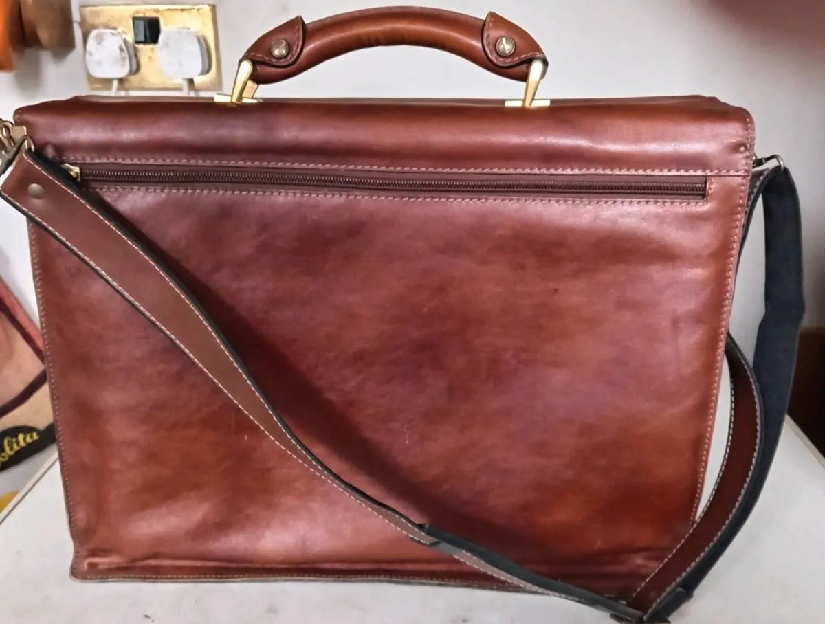 Stratic Vintage Expandable Leather Briefcase - Image 2