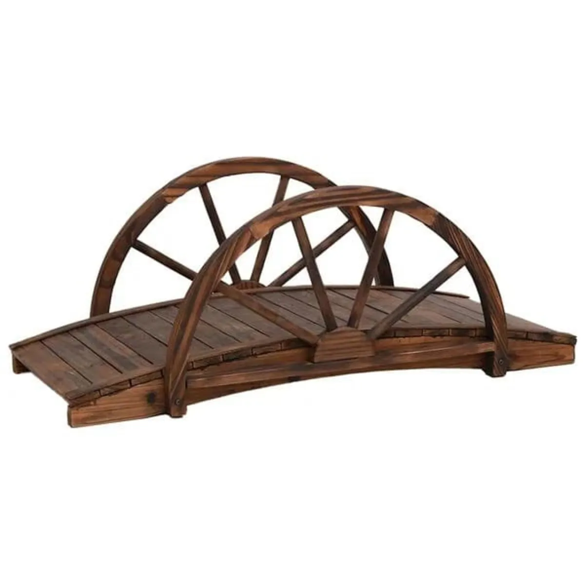 Garden Bridge with Half-wheel 99x50x38 cm Solid Wo - Image 1