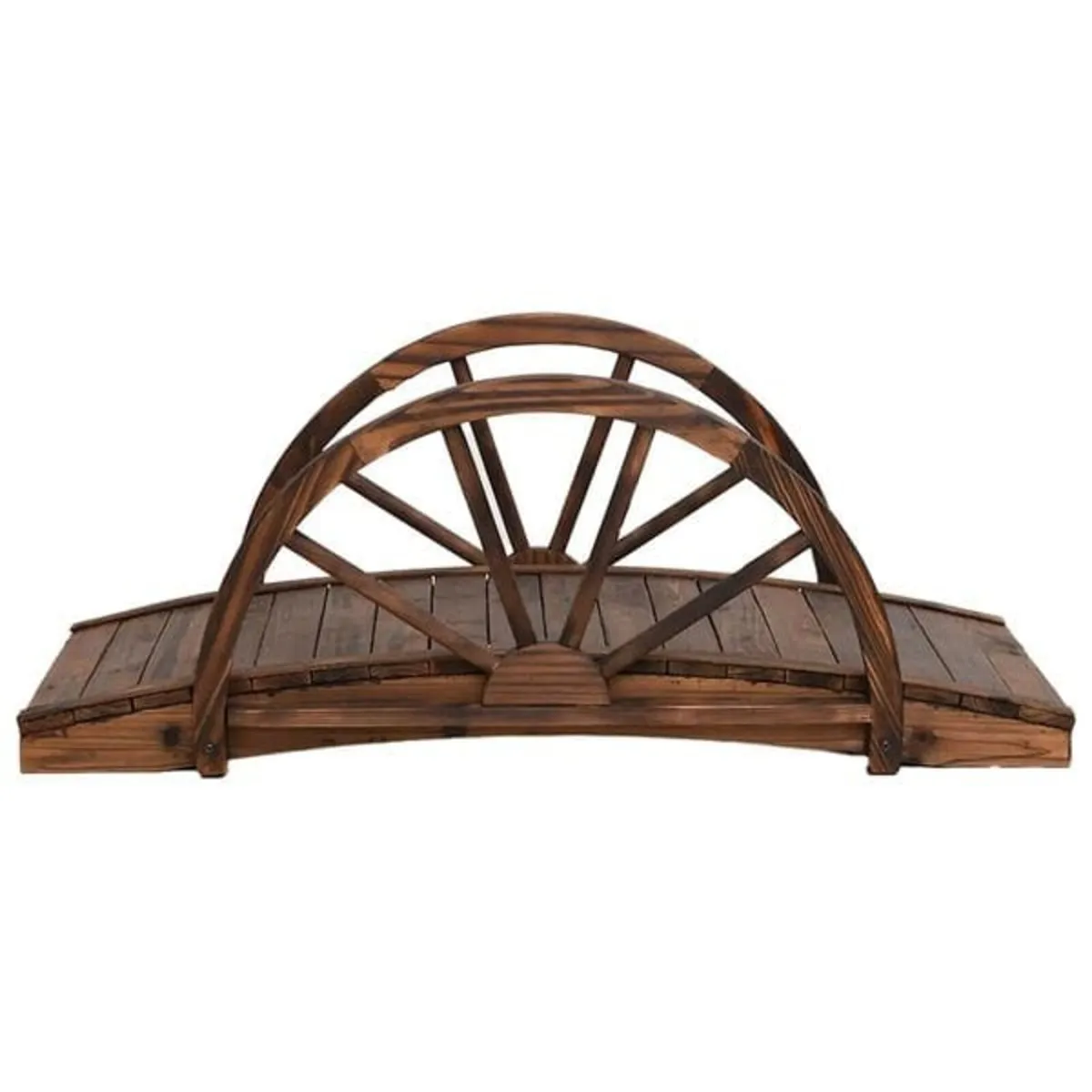 Garden Bridge with Half-wheel 99x50x38 cm Solid Wo - Image 2